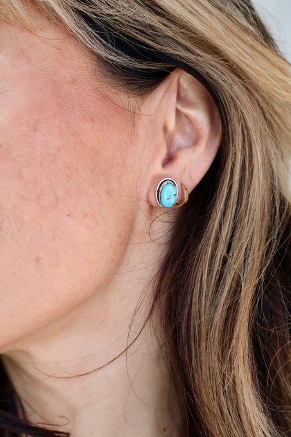 Sterling Silver & Kingman Turquoise Studs