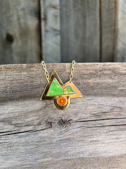 Mountain Necklace with Millefiori Glass Flower in Gold Alchemia