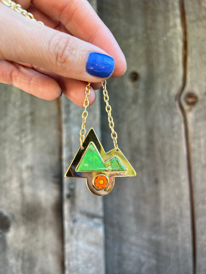 Mountain Necklace with Millefiori Glass Flower in Gold Alchemia