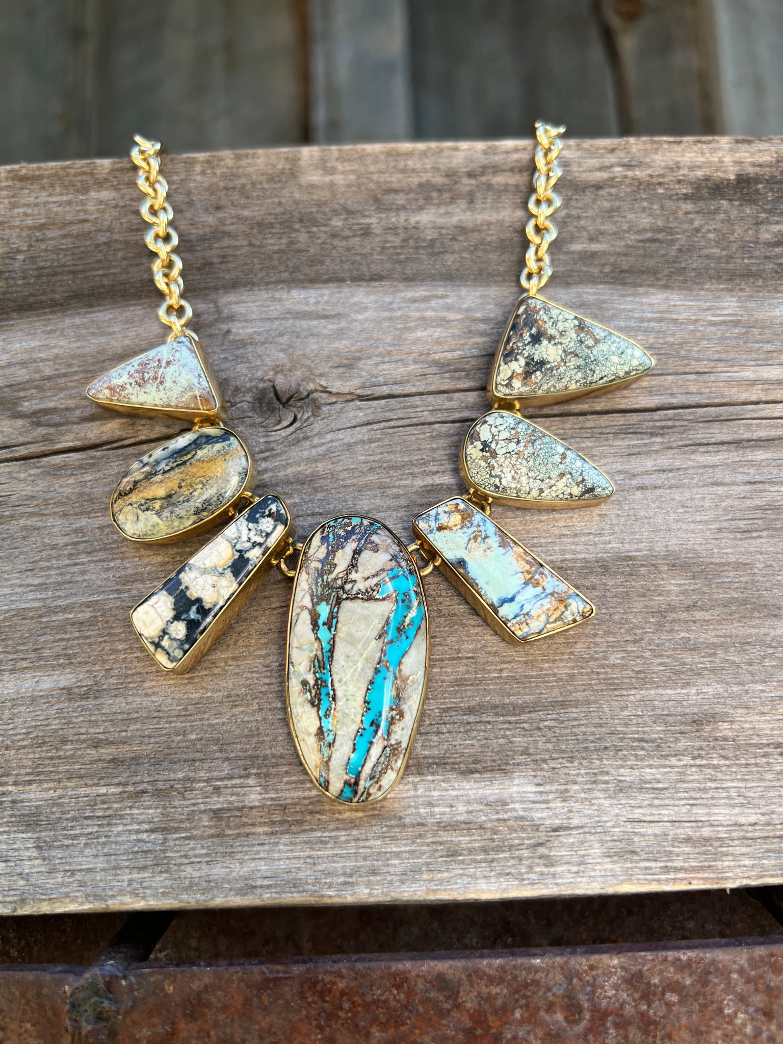 Cloud Mountain Turquoise Spectrum Necklace in Gold Alchemia #171
