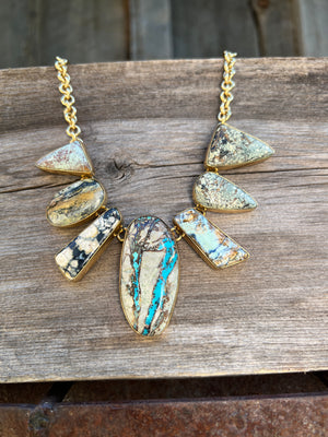 Cloud Mountain Turquoise Spectrum Necklace in Gold Alchemia #171