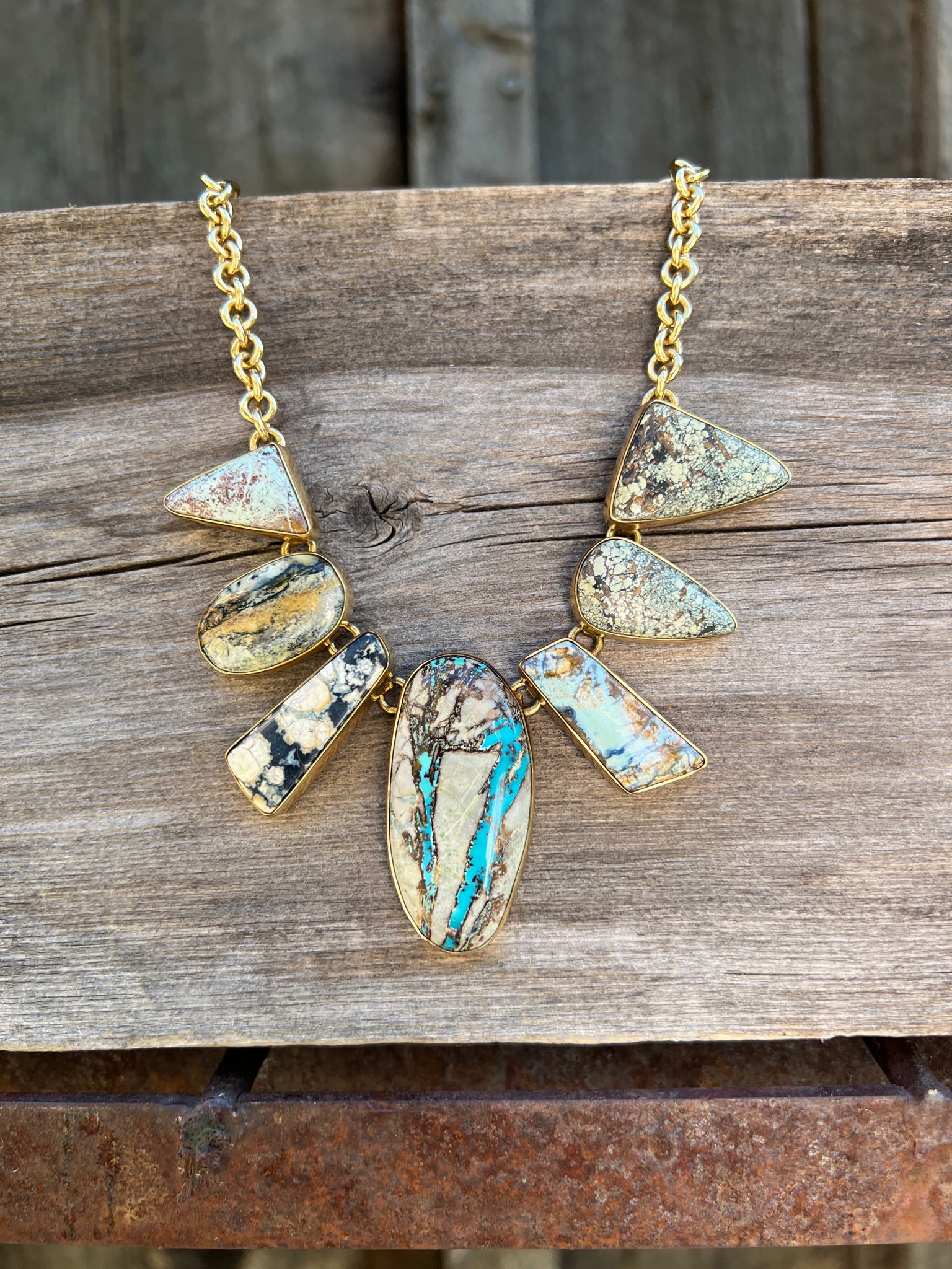Cloud Mountain Turquoise Spectrum Necklace in Gold Alchemia #171
