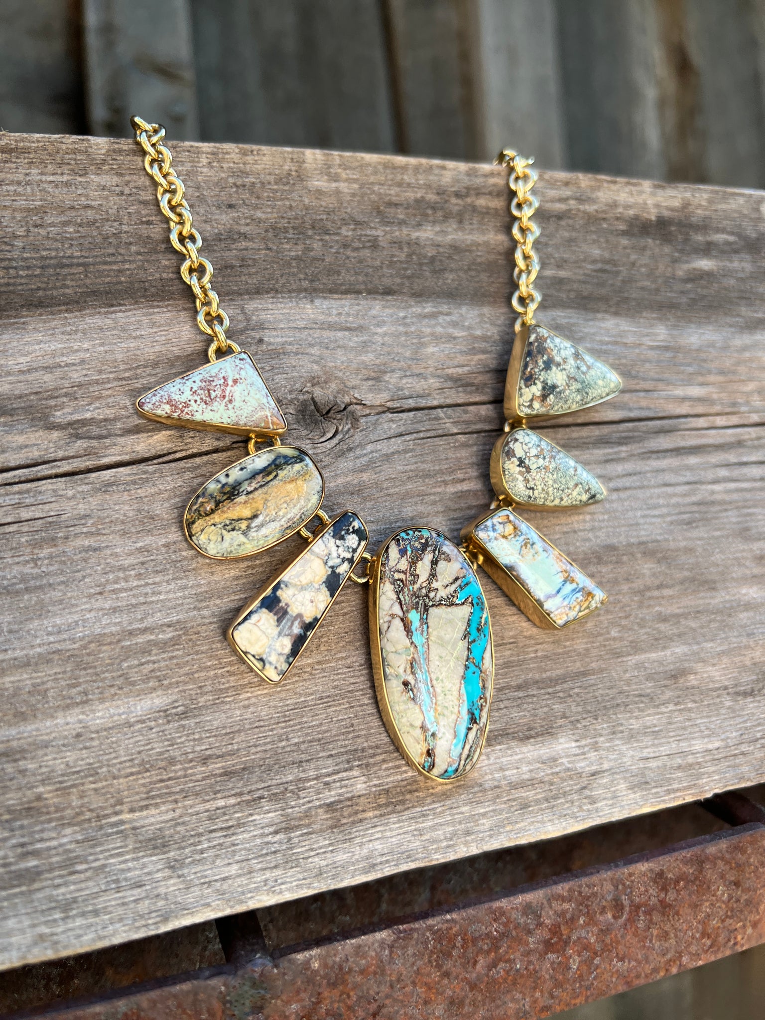 Cloud Mountain Turquoise Spectrum Necklace in Gold Alchemia #171
