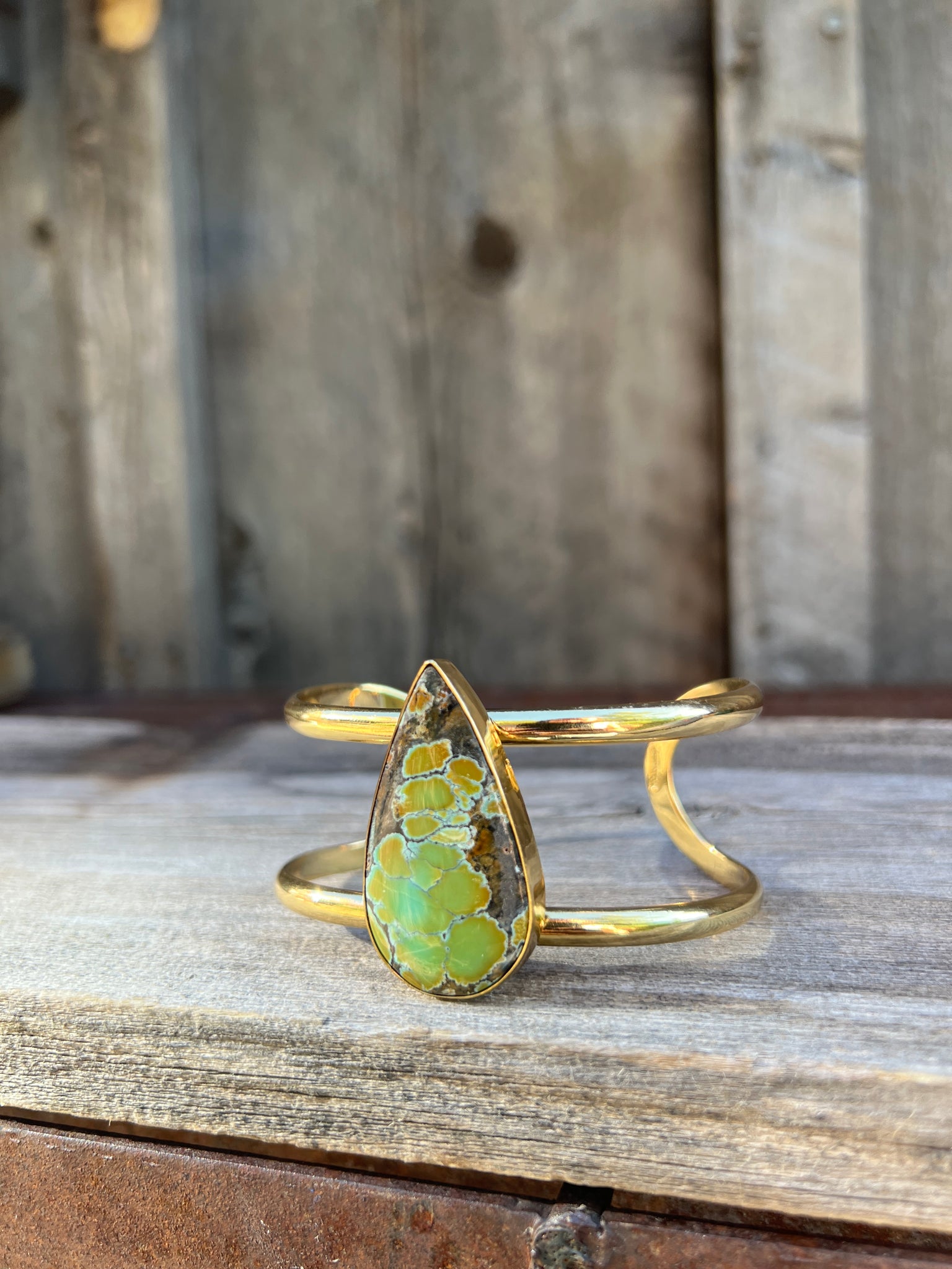 Cloud Mountain Turquoise Cuff Bracelet in Gold Alchemia #179