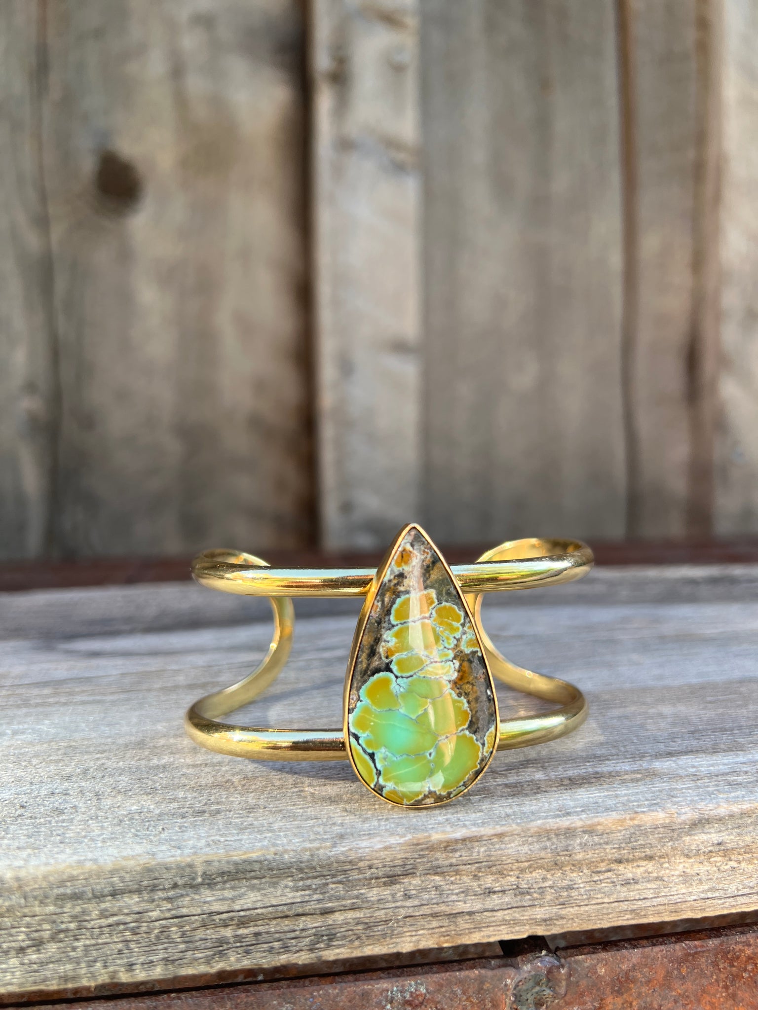 Cloud Mountain Turquoise Cuff Bracelet in Gold Alchemia #179