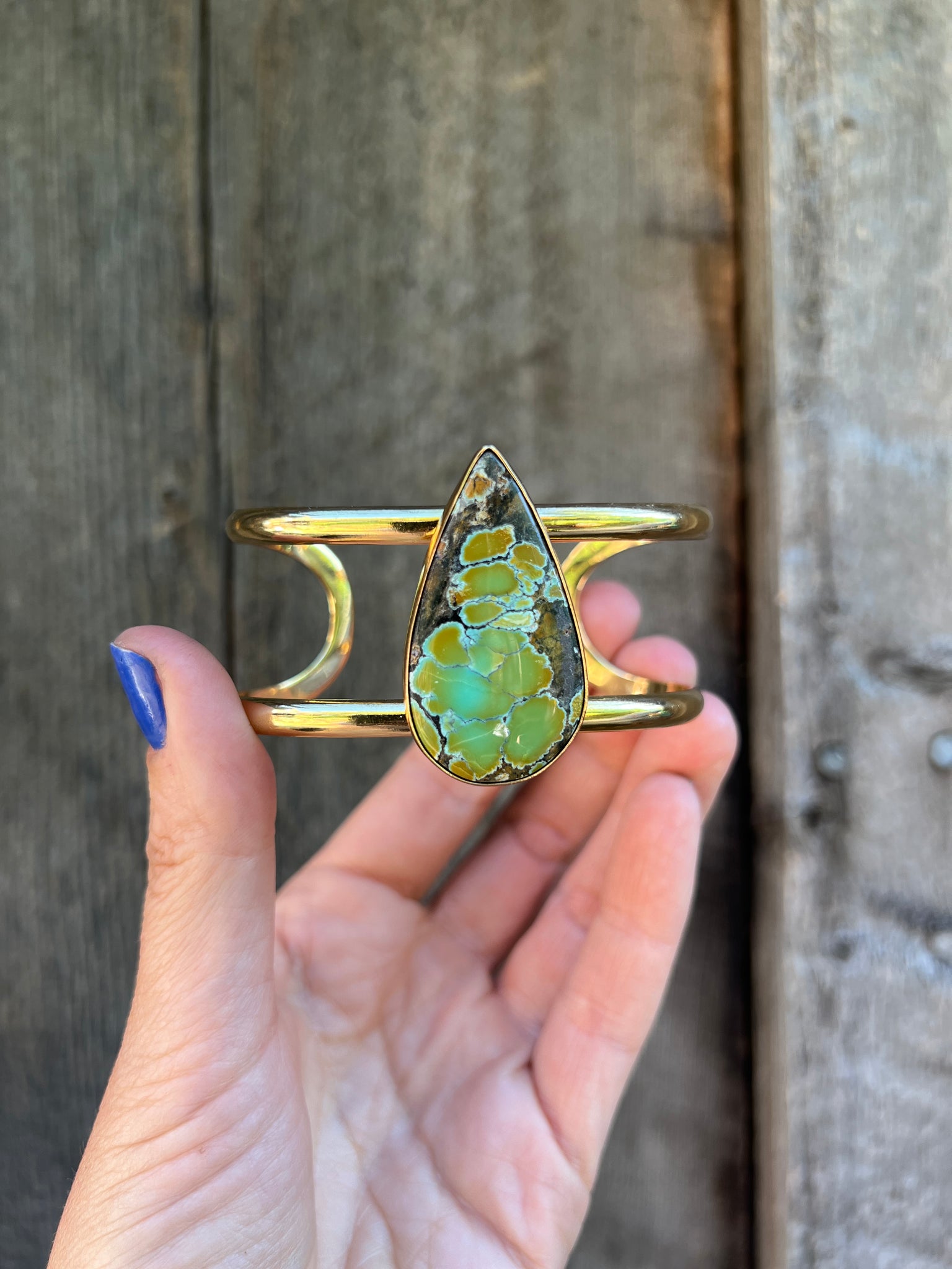 Cloud Mountain Turquoise Cuff Bracelet in Gold Alchemia #179