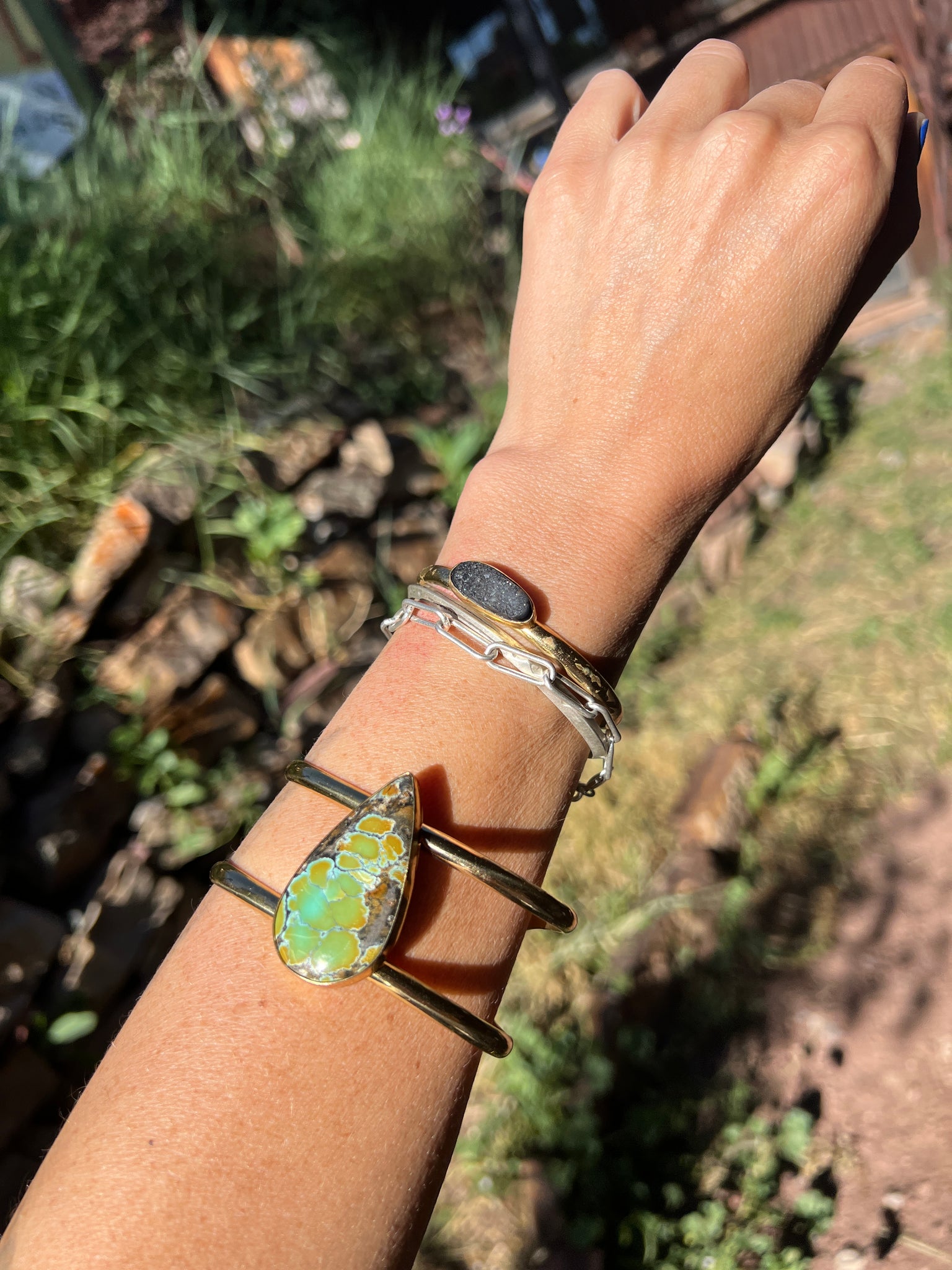 Cloud Mountain Turquoise Cuff Bracelet in Gold Alchemia #179