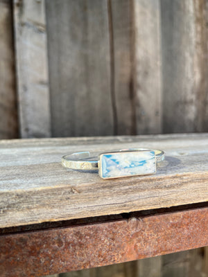 Cloud Plume Agate Cuff Bracelet in Sterling Silver #184