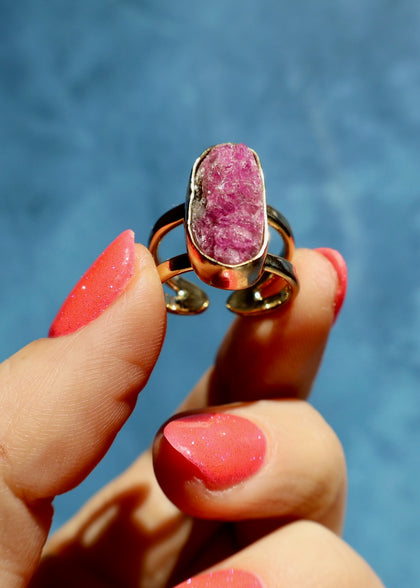 Cobalto Calcite Double Band Adjustable Ring