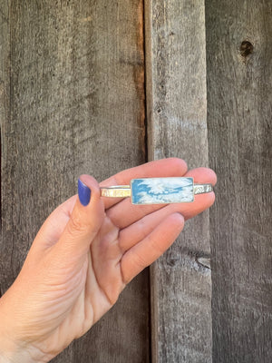 Cloud Plume Agate Cuff Bracelet in Sterling Silver #184