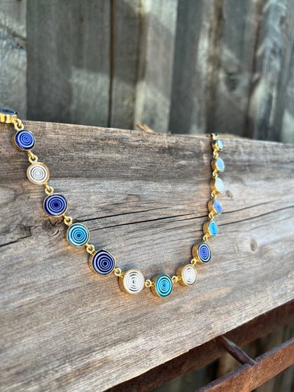 Millefiori Glass Swirls Necklace in Gold Alchemia