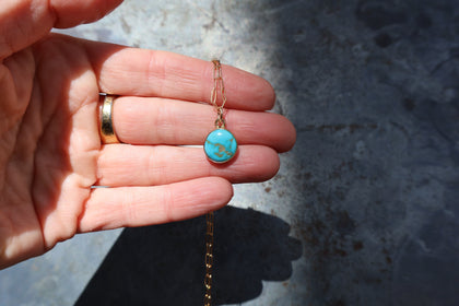 Dainty Turquoise Drop Necklace with Gold Fill Chain