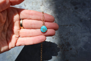 Dainty Turquoise Drop Necklace with Gold Fill Chain B3