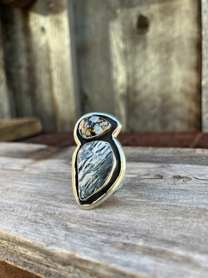 Cloud Mountain Turquoise Bird Ring in  Sterling Silver