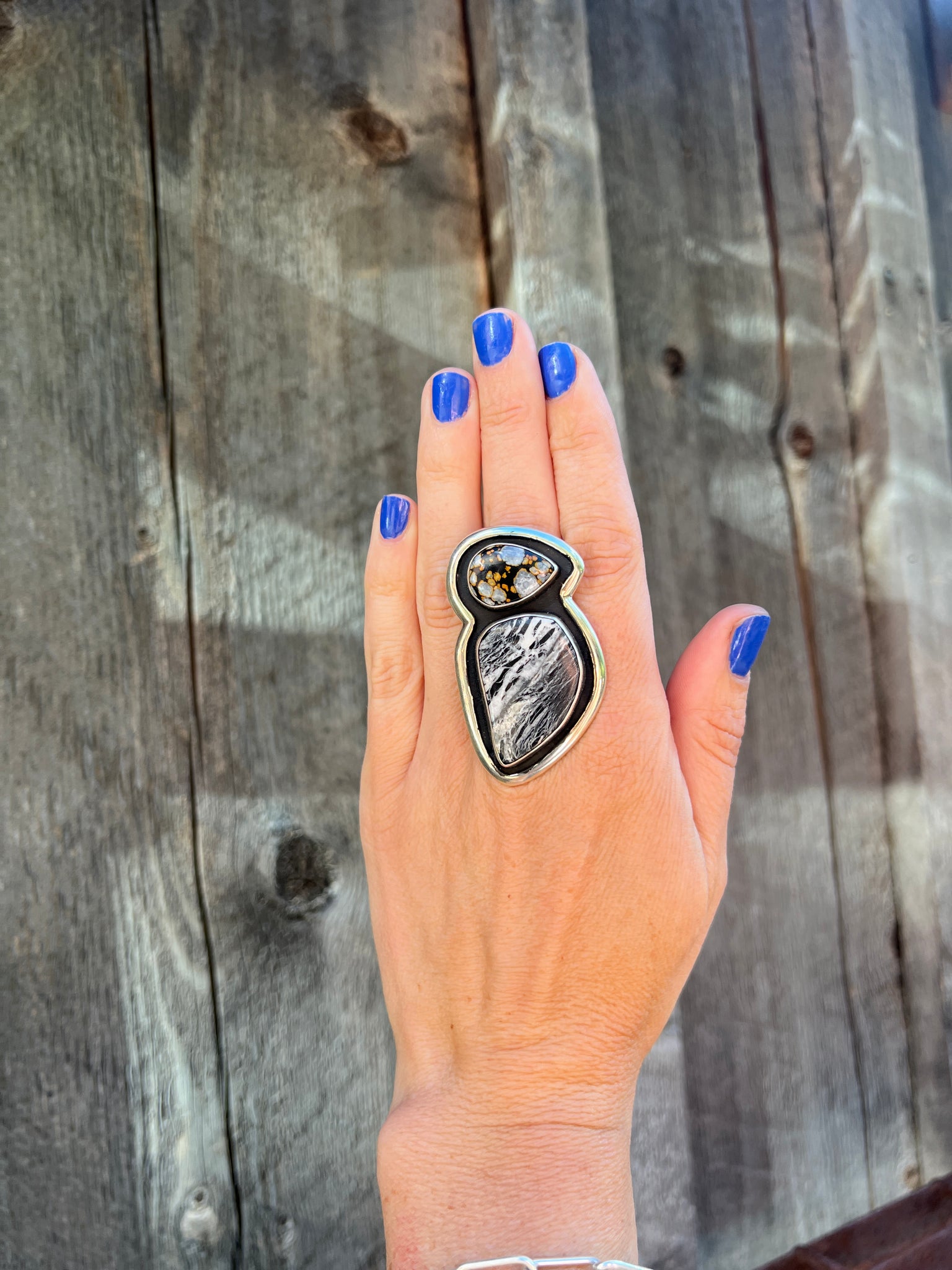 Cloud Mountain Turquoise Bird Ring in  Sterling Silver #187