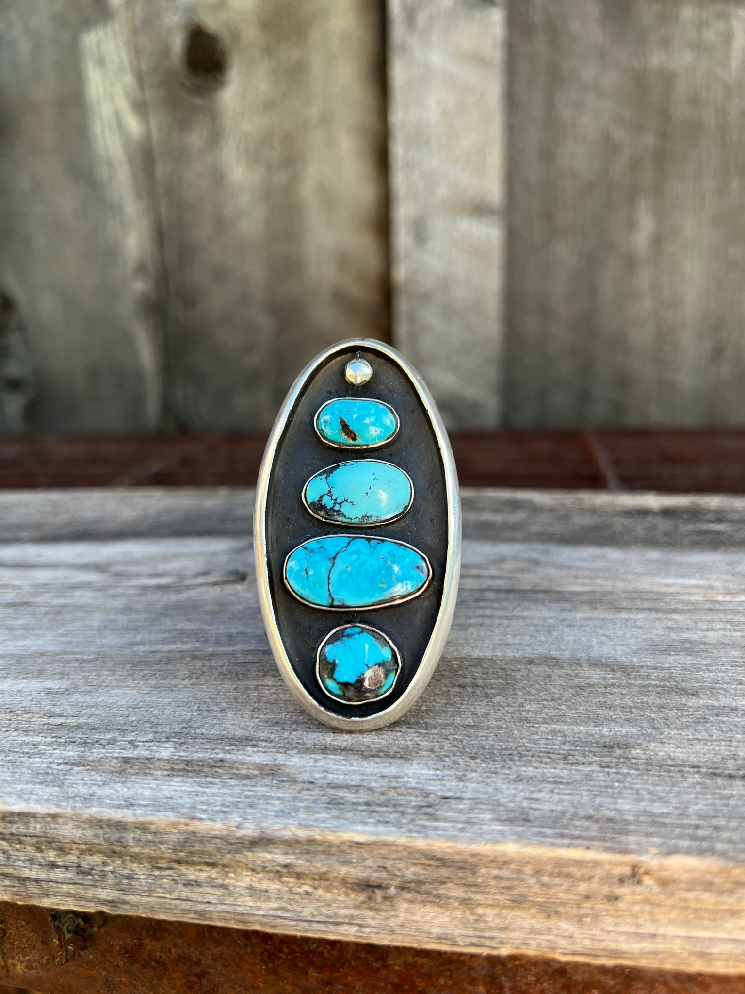 Cloud Mountain Turquoise Shadow Box ring in Sterling Silver #190