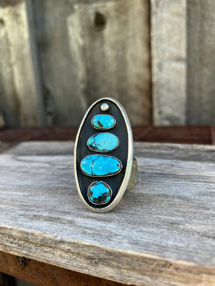 Cloud Mountain Turquoise Shadow Box ring in Sterling Silver