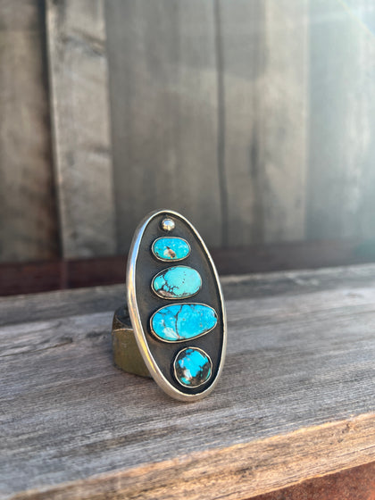 Cloud Mountain Turquoise Shadow Box ring in Sterling Silver