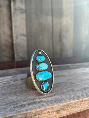 Cloud Mountain Turquoise Shadow Box ring in Sterling Silver #190