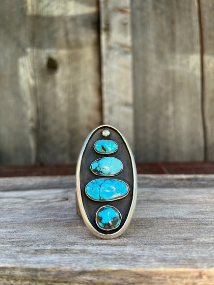 Cloud Mountain Turquoise Shadow Box ring in Sterling Silver