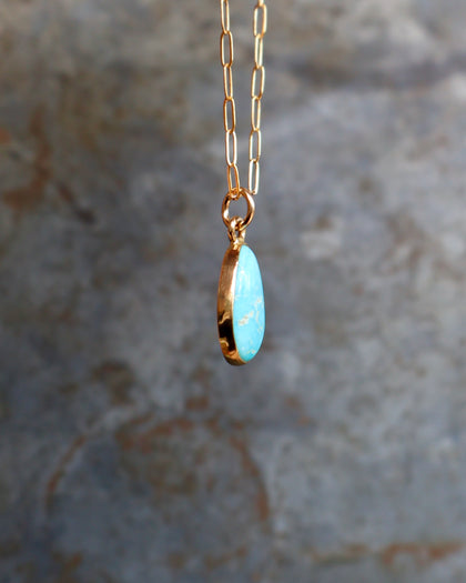 Dainty Turquoise Drop Necklace with Gold Fill Chain