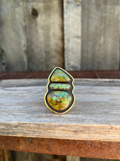 Cloud Mountain Turquoise Shadow Box ring in Gold Alchemia