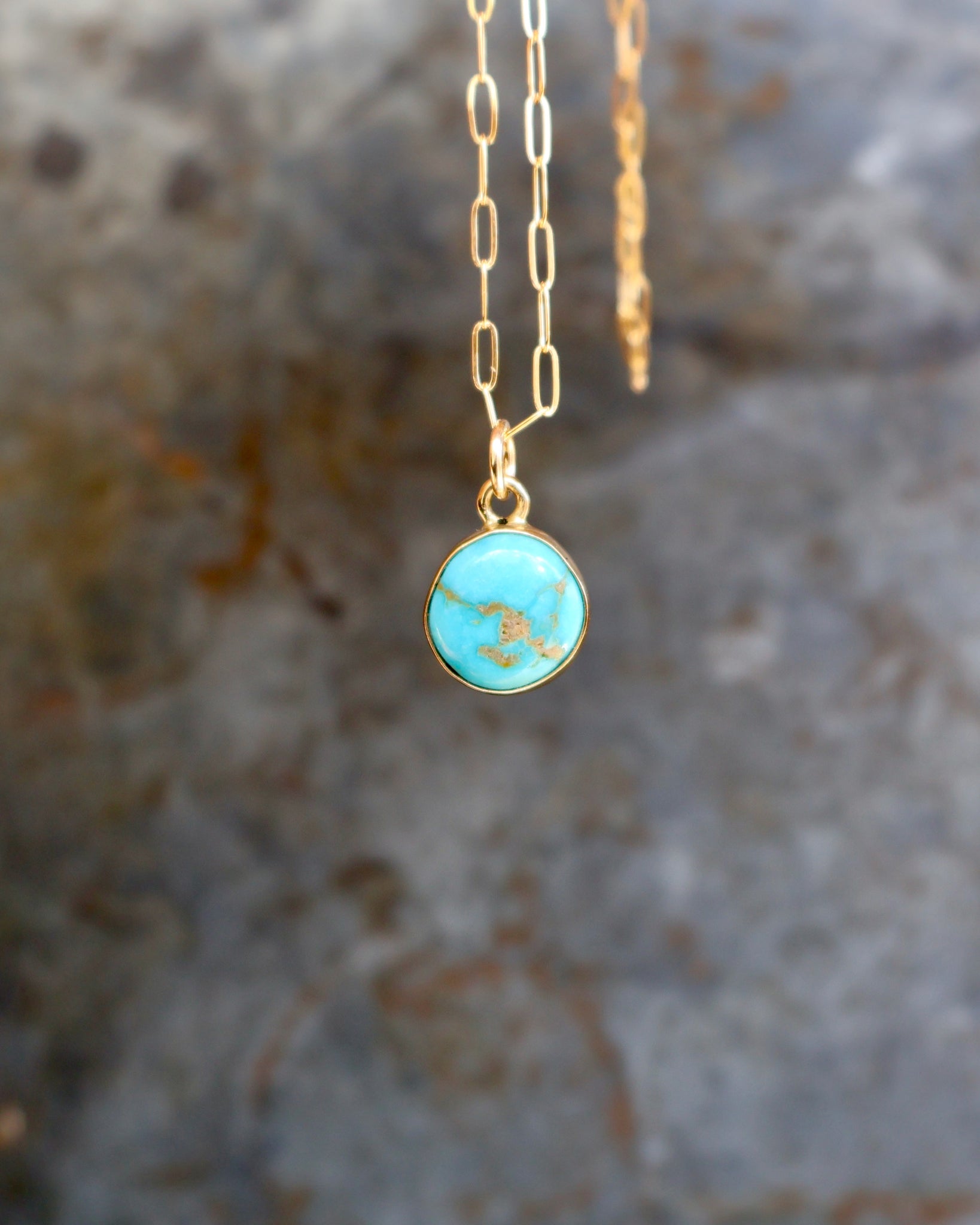Dainty Turquoise Drop Necklace with Gold Fill Chain B3
