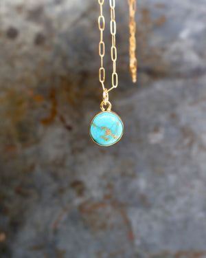 Dainty Turquoise Drop Necklace with Gold Fill Chain B3