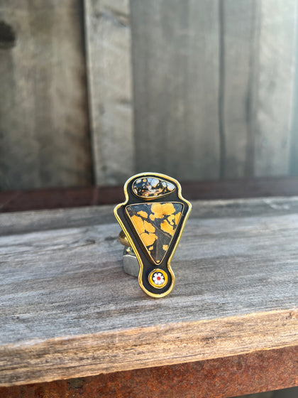 Cloud Mountain Turquoise Bird Ring in Gold Alchemia