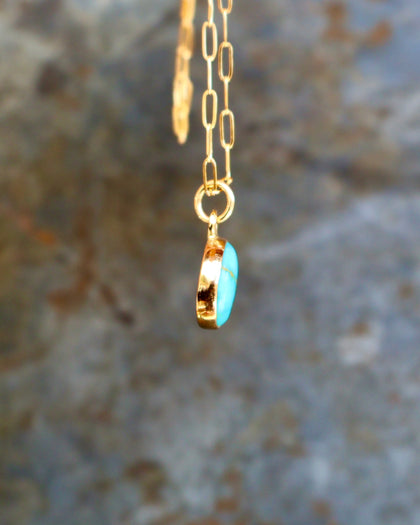 Dainty Turquoise Drop Necklace with Gold Fill Chain