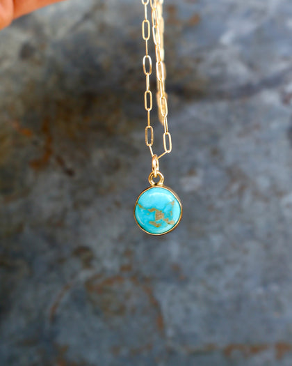 Dainty Turquoise Drop Necklace with Gold Fill Chain