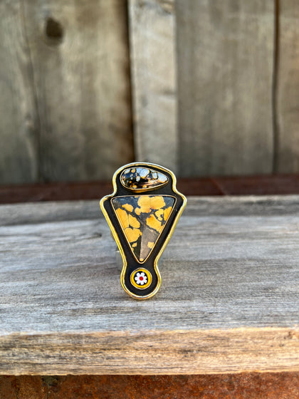 Cloud Mountain Turquoise Bird Ring in Gold Alchemia