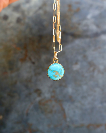 Dainty Turquoise Drop Necklace with Gold Fill Chain