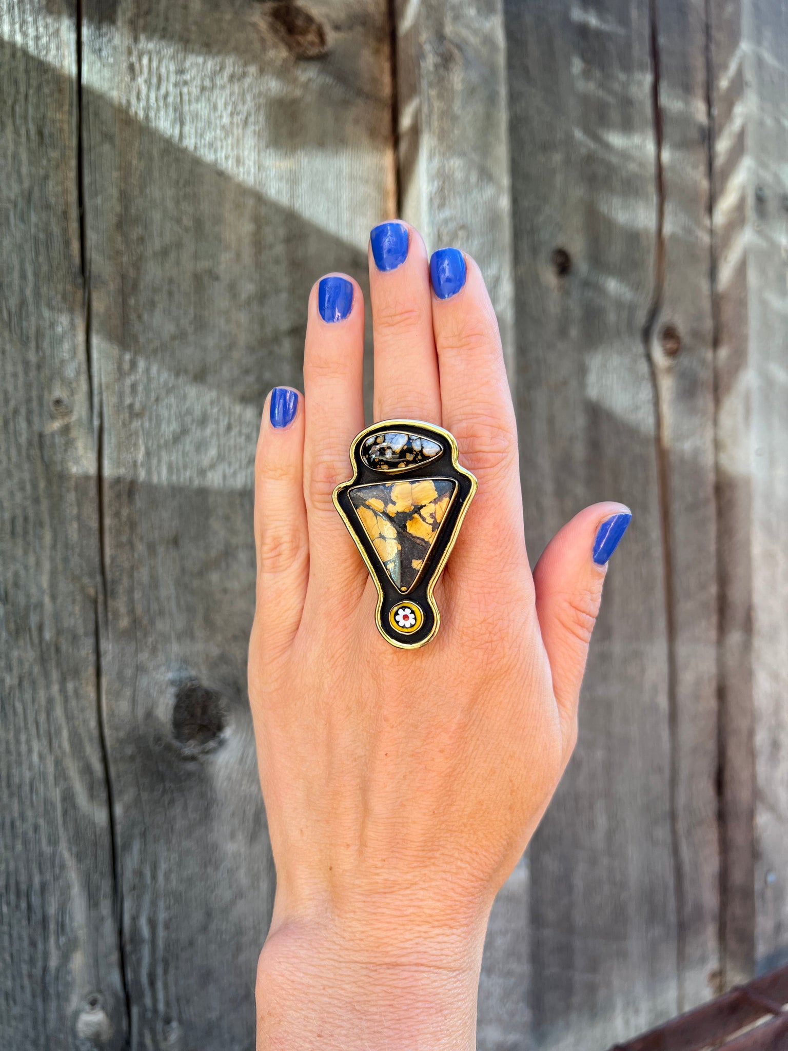 Cloud Mountain Turquoise Bird Ring in Gold Alchemia #194