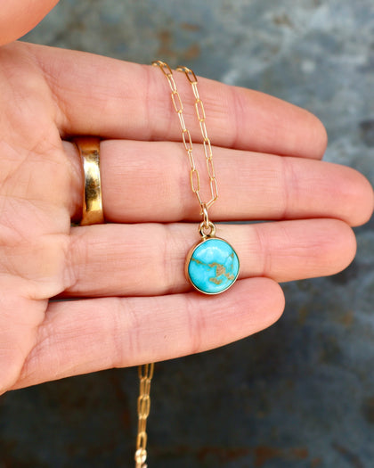 Dainty Turquoise Drop Necklace with Gold Fill Chain