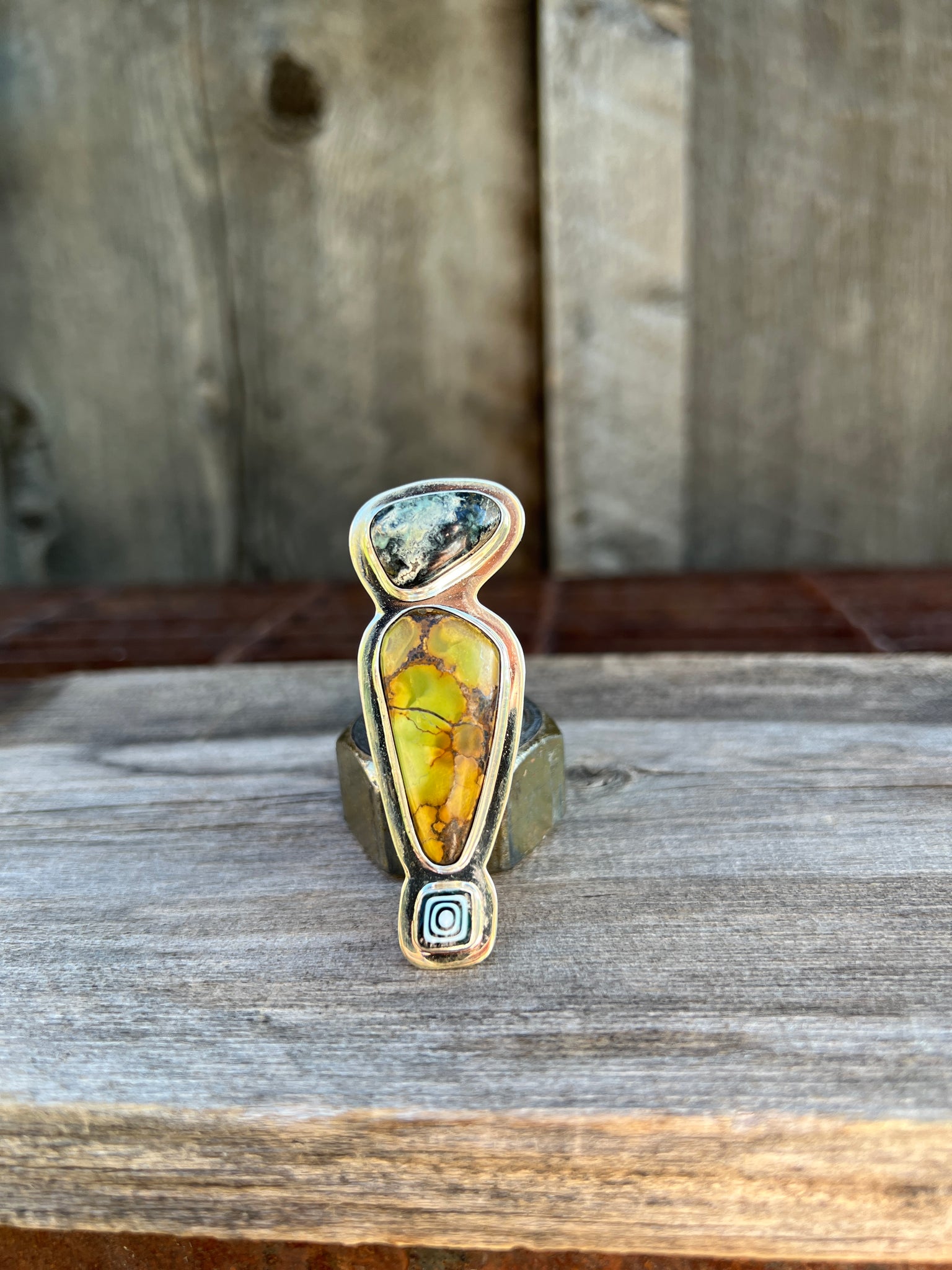 Cloud Mountain Turquoise Bird Ring in Sterling Silver #195