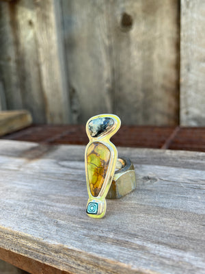 Cloud Mountain Turquoise Bird Ring in Sterling Silver #195