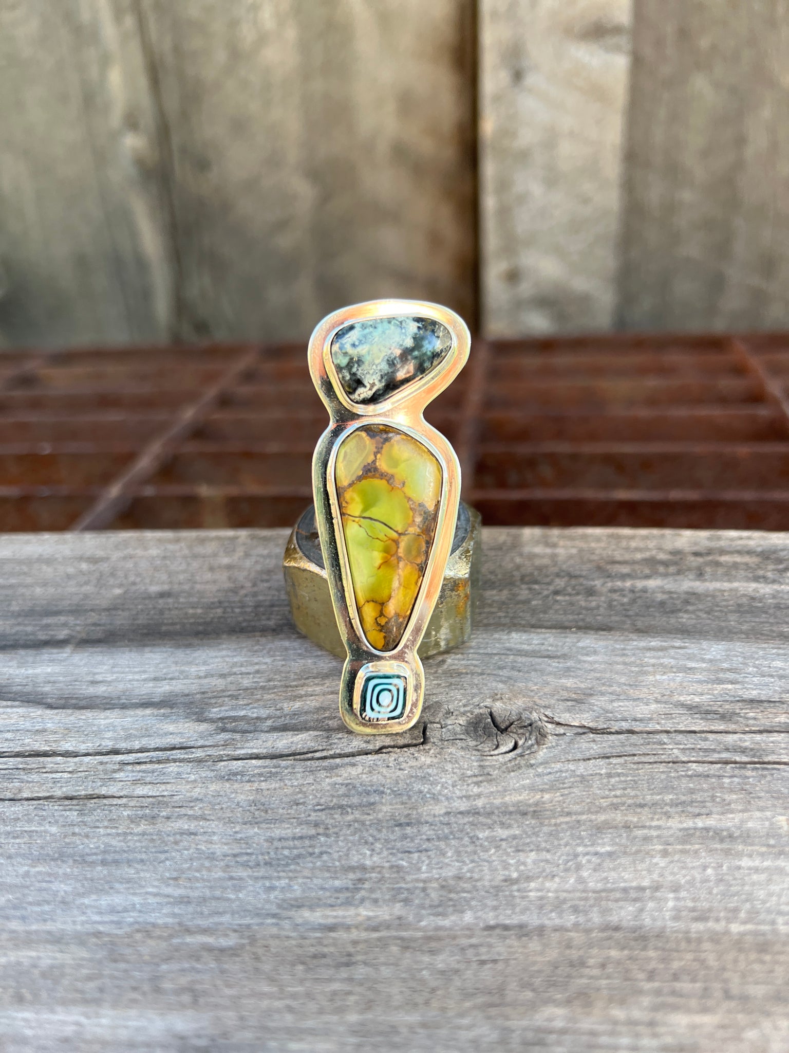 Cloud Mountain Turquoise Bird Ring in Sterling Silver #195