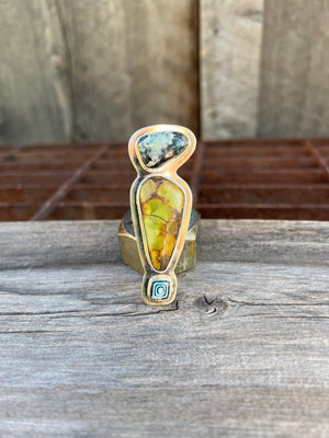 Cloud Mountain Turquoise Bird Ring in Sterling Silver #195