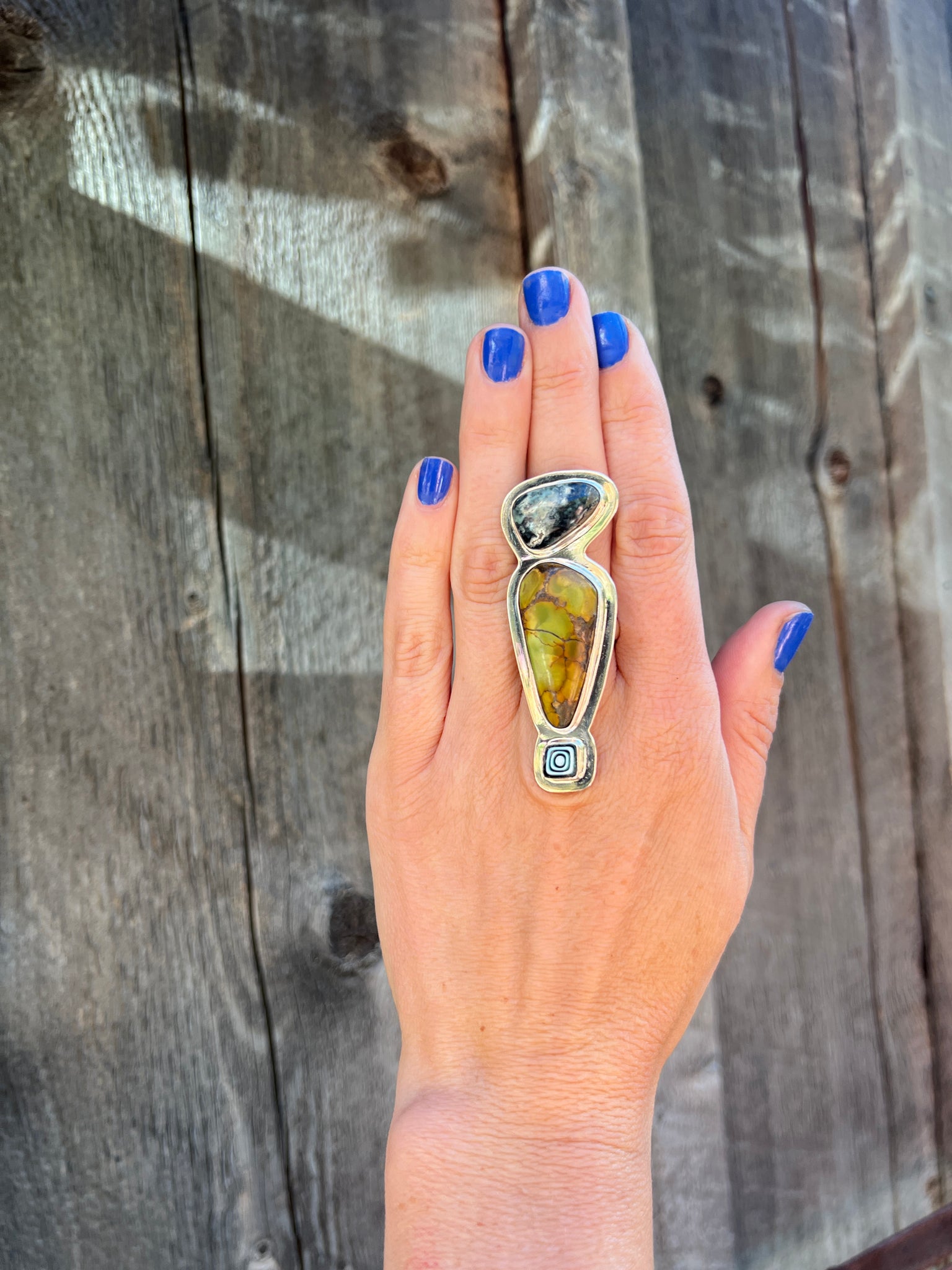 Cloud Mountain Turquoise Bird Ring in Sterling Silver #195