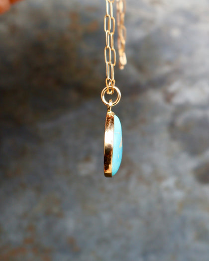 Dainty Turquoise Drop Necklace with Gold Fill Chain