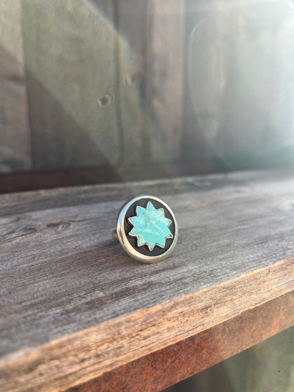 Star Turquoise Shadow Box Ring in Sterling Silver