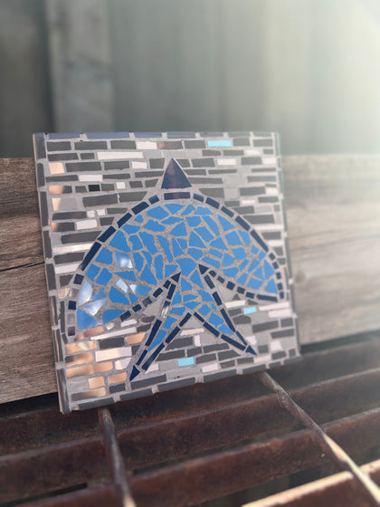 Grey & Blue Bird Mosaic Tile 6"