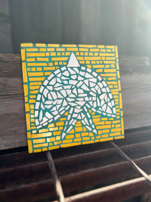 Yellow and Teal Bird Mosaic Tile 6"