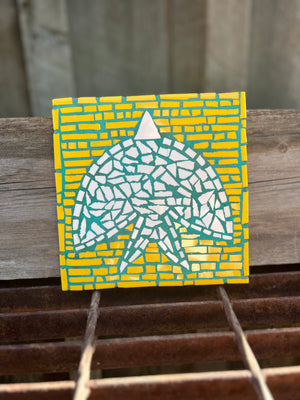 Yellow and Teal Bird Mosaic Tile 6"