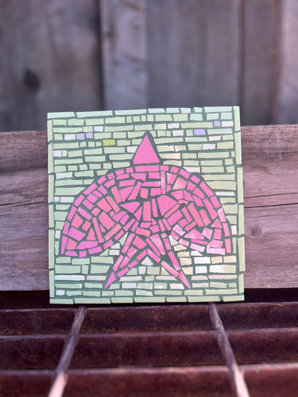 Green & Pink Bird Mosaic Tile 6"