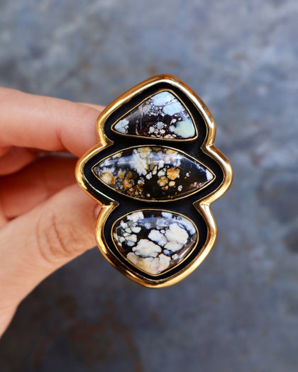 Cloud Mountain Turquoise Shadow Box Ring in Gold Alchemia- Adjustable Size