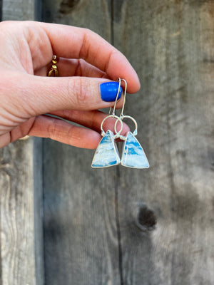 Cloud Plume Agate Earring Sterling Silver #201