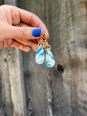 Cloud Plume Agate Earring Gold Alchemia #202
