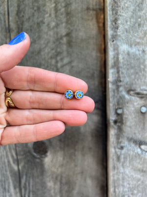 Tiny Millefiori Glass Flower Stud #203